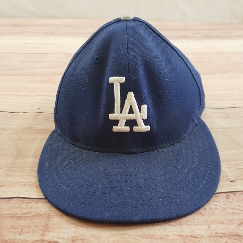 Los Angeles Dodgers Hat Cap Mens Fitted 7 5/8 Blue‎ White World Series Adult **